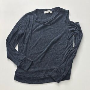 RD Style Midnight Blue lightweight sweater with shoulder cutout